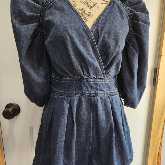 Free People Greta dark wash Denim romper - Picture 7 of 13